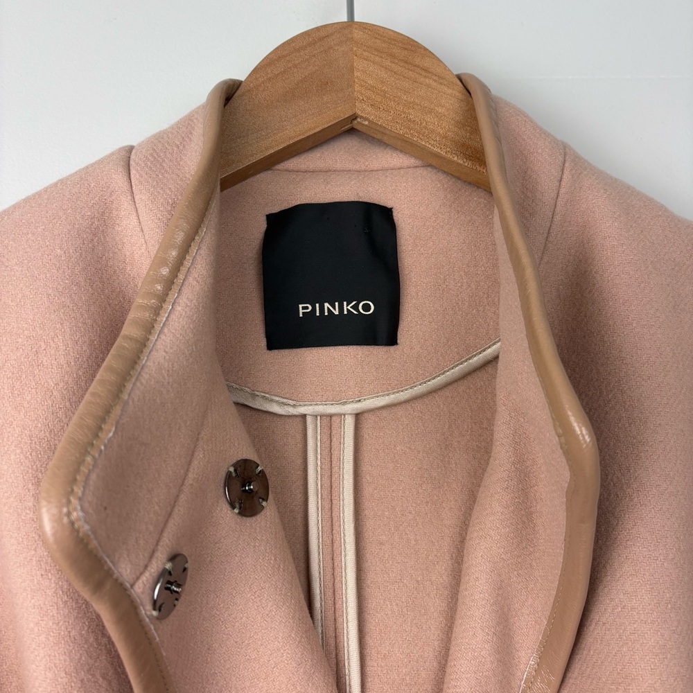 Pinko Wool Blend Coat Blush Pink‎ Womens Sz 2 Tie Waist - Picture 6 of 16